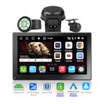 Portable Android Car Stereo 4G LTE, 4G+32G Wireless CarPlay & Android Auto, 7 Inch QLED Carplay Screen for Car with 1080P Backup Camera, GPS Tracking, HDMI Input, Dual BT, 4 Audio Outputs