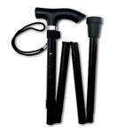 Life Healthcare Walking Stick for Women, for Elderly Or Disabled, Folding Adjustable Height, Right Or Left Handed, Non-Slip Rubber Tip, Wrist Strap, Lightweight, Black