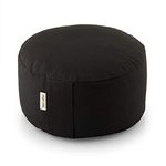 Basaho WHEEL Zafu Meditation Cushion | Organic Cotton | Buckwheat Hulls | Removable Washable Cover (Zen Black)