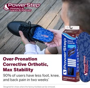 Powerstep Pinnacle Maxx Orthotic Insoles – Firm Support for Overpronation, Men’s 11-11.5