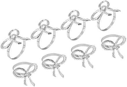 uxcell Metal Napkin Rings Set of 8, Bow-Knot Napkin Ring Holder Buckle for Dining Table Decorations Wedding Birthday Holiday Party, Silver Tone