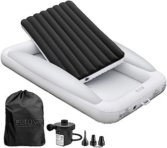 ELTOW Toddler Blow Up Mattress with Sides, Inflatable Toddler Travel Bed with Safety Bumpers for Travel, Complete Kids Air Mattress Set with High-Speed Pump and Carry Bag - Black