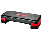 FirstFit Exercise Step Platform Aerobic Stepper Bench, Workout Deck with Adjustable Riser Height - (68cm x 28cm x 10cm/15cm, Red)