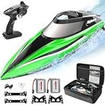 RC Boat with Case- AlphaRev R308 20+ MPH Fast Remote Control Boat for Pools and Lakes, 2.4 GHZ RC Boats with Storage Case for Adults and Kids