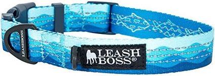 Leashboss Patterned Reflective Dog Collar, Pattern Collection, Colorful Dog Collar with Triple Reflection Threads for Small, Medium and Large Dogs (Small 11.5"-16" Neck x 3/4" Wide, Wave Pattern)