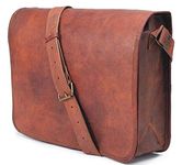 Ajuny Leather Bags Vintage Soft Leather Messenger Brown Real Laptop Satchel Bag Genuine Briefcase