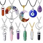 XIANNVXI 11Pcs Healing Crystal Necklaces for Women Ladies Necklace Crystal Jewellery for Women Necklaces Gemstone Pendant Necklace Gifts