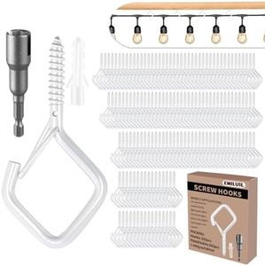 Emiluil 102 PCS Metal White Eye Screw Hooks for Hanging Heavy Duty.Windproof Ceiling Hooks for Hanging Plants,Cup,Wind Chime,Bird Feeders,Christmas String Lights at Indoor&Outdoor 2.2 Inch