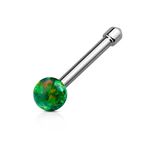 BodyJewelryOnline Adult Nose Ring Opal Ball 20GA Surgical Steel (Green)