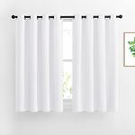 NICETOWN 50% Blackout White Curtain Set, Modern Design Solid Grommet Draperies/Drapes for Basement & Nursery Room (2 Panels, 52 inches Wide, 45 inches Long)