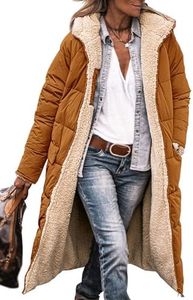 PRETTYGARDEN Winter Coats For Women 2026 Warm Full Zip Sherpa Fleece Long Puffer Jackets Outerwear (Brown,Large)