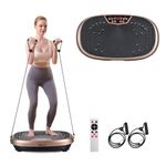 EILISON 3D Vibration Plate Exercise Machine Seat - Whole Body Workout Vibration Fitness Platform w/Loop Bands - Home Training Equipment for Recovery, Wellness, Weight Loss (Brown (Brown, 521)