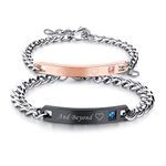 Cupimatch 2pcs CZ His and Hers Couple Bracelets Set Adjustable Titanium Stainless Steel "To Infinity""And Beyond" Love Matching Bracelet Link Jewelry Set,Black…