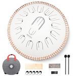 MOOZICA 15 Inch Steel Handpan Tongue Drum - 15 Notes in C Major 432hz Tongue Drum with Octave Overtone Design - Professional Percussion Tongue Drum Instrument with Carrying Bag (C Major, White)