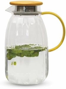 Signora Ware London Glass Borosilicate Glass Jug with Bamboo Lid|1800Ml|Refrigerator,Microwave&Dishwasher Safe|Heat Resistant|Wide Mouth for Easy Cleaning|Strong Handle|Ideal for Everyday Use|Clear