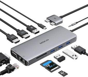 MOKiN Station d'accueil double écran pour MacBook Pro/Air HDMI Mac Dock Dongle double USB C vers double HDMI, VGA, Ethernet, 100 W PD, 4 USB et SD/TF