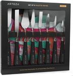 Arteza Palette Knives 8-Pack, Sizes No. 1, 25, 7, 15, 39, 23, 17, 21, Durable Stainless Steel Blade & Break-Resistant Wooden Handle, Art Supplies for Oil & Acrylic Painting