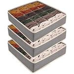 Opopark 3 Pack Socks and Underwear Storage Boxes,24 Cells Drawer Organizer,Foldable Boxes for Storing Scarves,Ties,Belts and Other Accessories