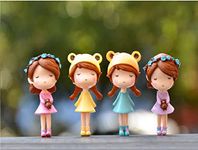 BHOOLU&GOOLU Polyvinyl Chloride Cute Fairy Girl Figurines Action Figures - 4 Pcs Set (Hight : 6 Cm, Multicolor)