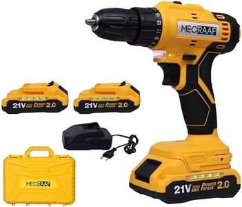 MECRAAF® 21V Cordless Screwdriver and Drill Machine - Compact, Lightweight, Powerful - 1300 RPM | Reversible switch Multi-Torque Clutch, 10mm Keyless Chuck - 2 x2.0Ah Battery | 6 months motor warranty