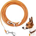 Tie Out Cable for Dogs, 20/50/30/ 100FT Dog Leads for Yard Chew Proof, Heavy Duty Dog Tie Out Cable for Large Dogs Up to 250lbs, Durable Dog Runner Tether Line for Outdoor (Orange 120lbs 50ft)