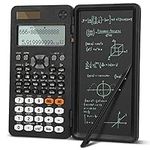 zerotop Scientific Calculator, 16-Digit Solar Calculators Desktop with Writing Tablet, Foldable Calculators, LCD 4 Line Display Desk Calculator School Scientific for School College Office (Black)