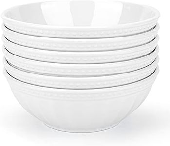 KX-WARE 7-inch Melamine Bowls, 30-ounce Salad/Pasta/Dinner Bowls | set of 6, White