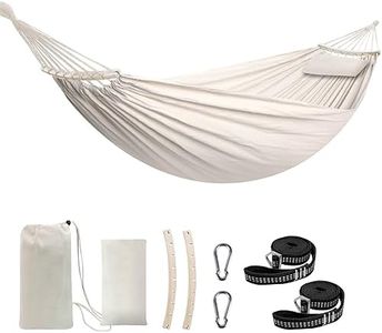 Chihee Cotton Hammock Large Soft Breathable Camping Hammock Holds Up to 660lbs Portable Tree Hammock with Detachable Spreader Bar Pillow 2 Strong Webbings 2 Carabiners Patio Garden Indoor Outdoor