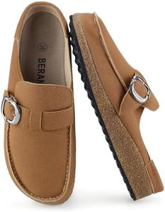BERANMEY Casual Women's Memory Foam Cloud Mules & Clogs Slip-On with Non-Slip Sole Indoor/Outdoor Comfort Supportive Cork Sole for Women Men Brown Size 12 Medium