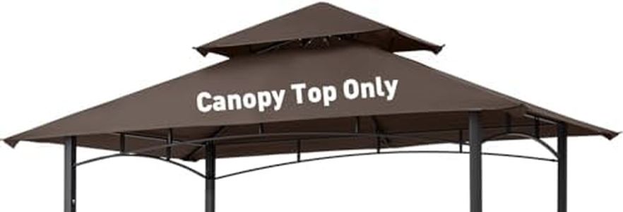 OLILAWN Grill Gazebo Replacement Canopy Roof, 5' x 8' Outdoor BBQ Gazebo Canopy Top Cover, Double Tired Grill Shelter Cover with Durable Polyester Fabric, Fit for Model L-GG001PST-F, Brown