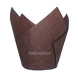 Bakerelation Tulip Cupcake Liner 30pcs Brown Paper Baking Cups (150x50)