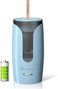 Rechargeable Lithium Battery Big Electric Auto Feed Electric Pencil Sharpener for Students (Blue)