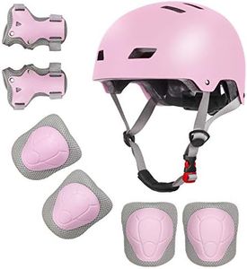 Kids Bike Helmet Adjustable Toddler Helmet with Knee Elbow Wrist Pads for Kids Ages 2-5-8-14 Boys Girls, Multi-Sport Skating Balance Bike Skateboard Scooter Rollerblading Helmet Set