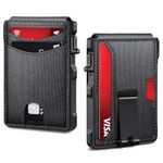 SEMORID Minimalist Mens Wallet, RFID Blocking Credit Card Holder with Money Clip, Slim Bifold Wallet with Gift Box, Black, Slim Wallet for Men With Money Clip