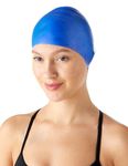 Amazon Basics Unisex Wrinkle-Free Silicone Swim Caps, One Size, Blue