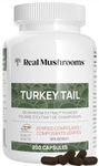 Real Mushrooms Turkey Tail Capsules - Organic Extract with Immunomodulating Properties Measured Beta-Glucans Vegan Mushroom Supplement, 200 Caps