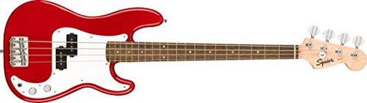 Squier by Fender Electric Mini Precision Bass Guitar, Dakota Red