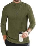 Ekouaer Men's Mock Turtleneck Shirts Long Sleeve Underwear Tops Fleece Ribbed Knit Pullover Sweater Basic Thermal Sweatshirts Army Green S