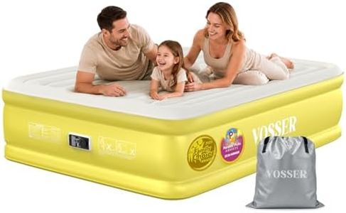 VOSSER Queen Air Mattress with Built-in Pump, 18" Raised Blow Up Inflatable Mattress Queen, Heavy Duty 660lbs Luxury Comfort Air Bed for Home, Guests & Camping, Thick Self-Inflating Bed