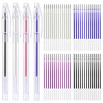 AYWFEY 60 Pcs Heat Erasable Fabric Marking Pens + 4 Pcs Pen Case,Heat Erasable Pens,Fabric Marking Pens, for Tailors Sewing and Quilting Dressmaking, 4 Colors