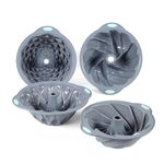 Tongjude 4 Pieces Silicone Fluted Cake Pans, 6 Cups Tube Baking Pan, Silicone Molds for Homemade Cake, Bread and Jello, BPA Free, Grey