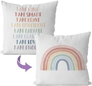 IWXYI Rainbow Kids Affirmations Reversible Throw Pillow Cover 18X18 Inch,Inspirational Kids Cushion Pillow Case Decoration,Inspirational Nursery Decorative Pillowcase for Nursery Kid Room Decor