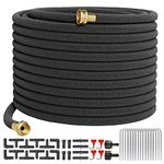 Soaker Hose 150 FT for Garden Beds,Heavy Duty Solid Brass Connector 1/2“ Ruber Drip Irrigation for Flower Bed&Yard,Landscaping