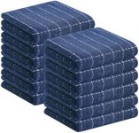 Homaxy 100% Cotton Terry Kitchen Towels(Navy Blue, 13 x 28 inches), Checkered Designed, Soft and Super Absorbent Dish Towels, 12 Pack