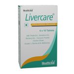 Health Aid Livercare - 60 Tablets | Milk Thistle Ext., Dandelion Ext, Barberry Ext., Turmeric Powder, Choline Citrate, Inositol, L-Taurine, DL-Methionine