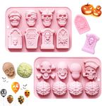 NEERIX 2 Pcs Halloween Silicone Molds, Skull, Tombstone, Brain Silicone Molds, Silicone Candy Mould, Brain Shapes Silicone Molds, Ideal for DIY Chocolates,Candies,Gummy Jelly,Ice Cubes and Baking