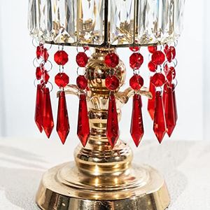 HDCRYSTALGIFTS 55mm Red Crystal Icicle Prisms Chandelier Drop Pendants with Two Beads Lamp Candelabra Parts, Pack of 25
