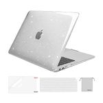 MOSISO Compatible with MacBook Air 13 inch Case 2021 2020 2019 2018 Release A2337 M1 A2179 A1932 Retina Display, Glitter Plastic Hard Shell&Keyboard Cover&Screen Protector&Storage Bag, Transparent