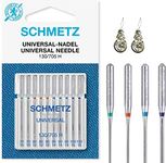 Schmetz 10 Pcs Universal Sewing Machine Needles (Standard) Various Sizes 70/10, 80/12, 90/14 and 100/16 Assorted 70-100 +2 Threaders