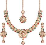 Touchstone Indian jewelry sets for womens bollywood set bridal jewellery necklace earrings artificial accessories desi punjabi wedding maang tikka in gold or white or silver tone for women,